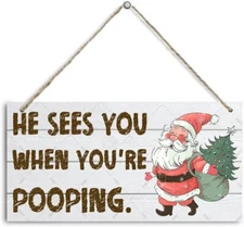 Funny Christmas Wood Hanging Sign Christmas Santa Wood Plaque Christmas Gifts...
