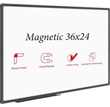Magnetic Whiteboard/White Board, Dry Erase Board 36 X 24 Inch, Black Aluminum Fr