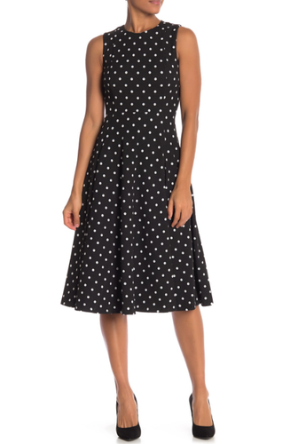 CALVIN KLEIN Polka Dot Fit \u0026 Flare Midi 