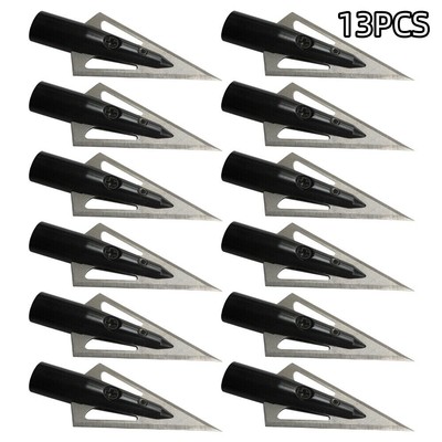 13Pcs DIY Hunting Tradition Broadheads  Iron Jacket Wooden Bamboo Arrow Glue Tip