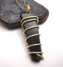 Black Tourmaline Crystal, Chakra Protection, Pendant 20