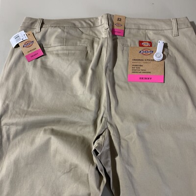 dickies Juniors womens mid rise stretch twill skinny work pants brown size  22