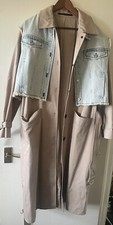 Allsaints Beige/blue Zadie Trench Coat Size Uk 14 Rrp £379.00