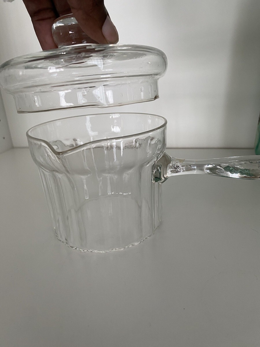 Vintage Glass Pot With Lid Handmade In Sweden Ovenproof 16 Oz By