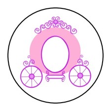 30 Princess Carriage Envelope Seals Labels Stickers 1.5" Round Pink Purple favor