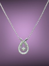 Diamond Necklace 1/5 ct tw Round-cut Sterling Silver 17.5  