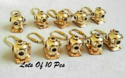 Lot Of 10 PCs Handmade Nautical Brass Key Ring Diving Helmet Key Chain Gift Item