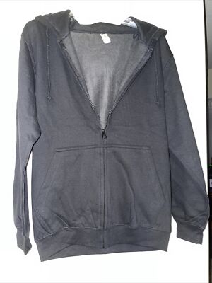 AWDis Washed Hoodie -Unisex Pullover Casual Plain hooded Sweatshirt Black Size S