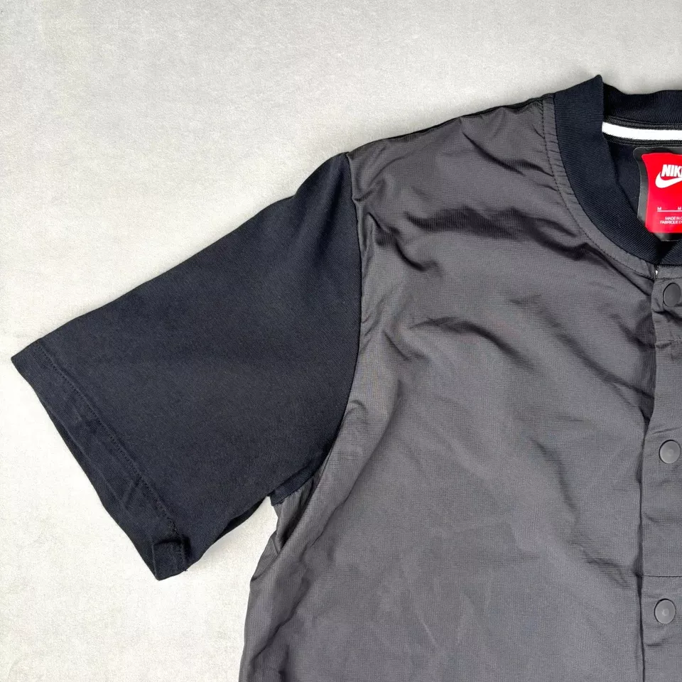 Chaqueta de bombardero híbrida Nike Tech para hombre talla M negra manga corta a presión 678614 010 Foto 4 de 4