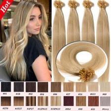 Russian U-Tip Nail 100 Remy Human Hair Extensions Pre Bonded Keratin 300S 18"//