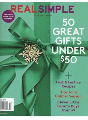 Real Simple December  2019 recipes calm season beauty gifts under $50