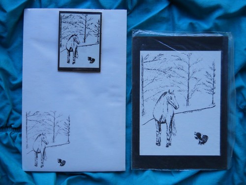 Horse and Dog Friends 3 Piece Set-Notepad- Small Print and Magnet New - Foto 2 di 2