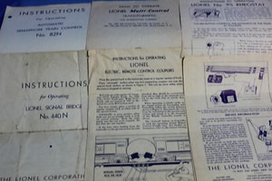 ORIGINAL prewar lionel ( 6 ) instruction sheets READ description 
