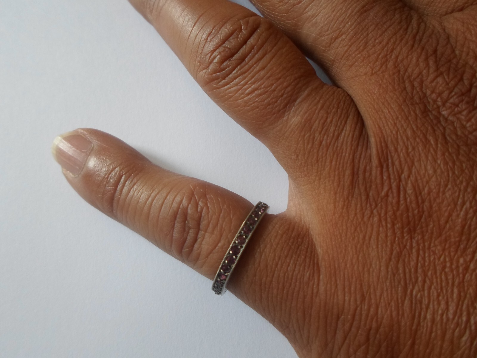 solid silver ring, ring, purple stones full tower… - image 2