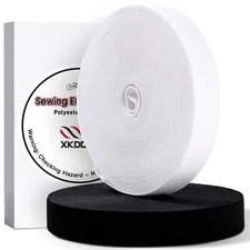 2 Roll Elastic Band for Sewing 0.6 Inch 14 Yards Knit Waistband Black/White