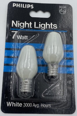 Philips White Night Lights 7 Watt Light Bulbs Pack Of 2 Brand NEW FREE SHIPPING