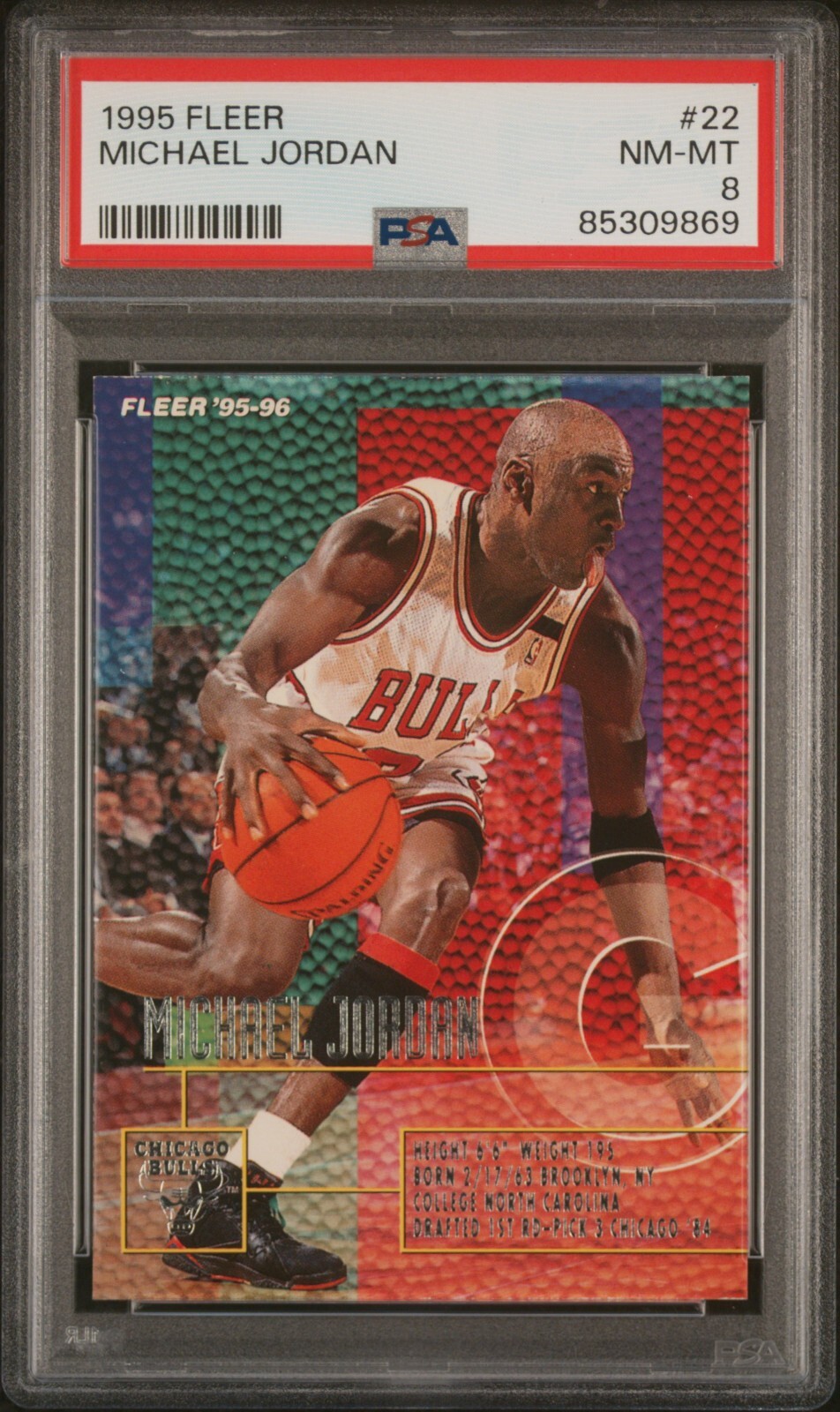 PSA 8 NM MINT 1995 FLEER MICHAEL JORDAN #22 BULLS 09869 B153