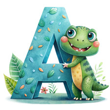 Letters alphabet Wall Art initial Poster Print Picture kids bedroom dino 1