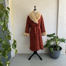 1970s Shearling Suede Burnt Orange Penny Lane Trench