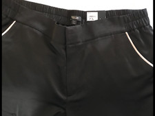 NWT $54 Simply Vera Wang Black Satin Pants w White Piping & Flat Front Size XXL
