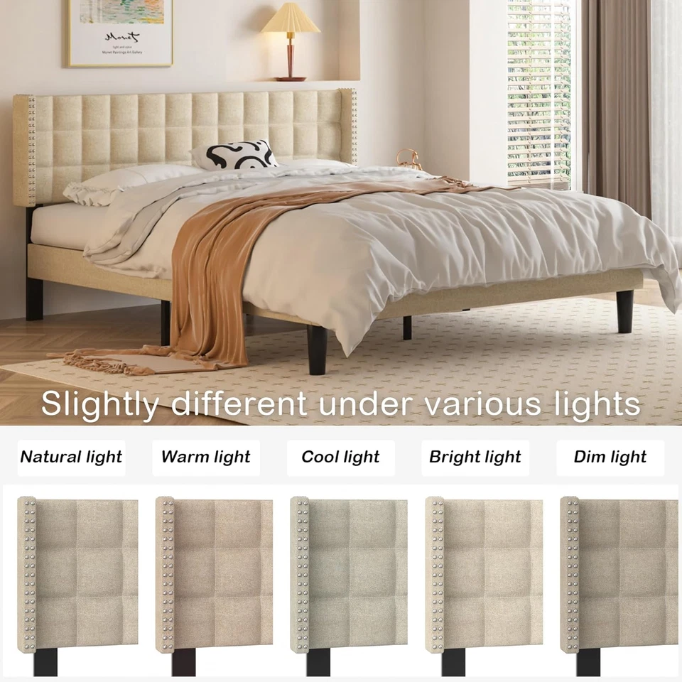 床头板大号,亚麻内饰床头板仅带钉头装饰翼 — 第 4/4 张图片