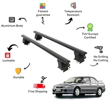 Bare Roof Rack Cross Bars Set for MITSUBISHI Lancer VII 4 Door 95-00 Black