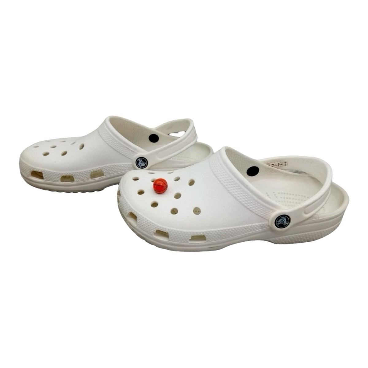 CROCS Classic Clog Unisex w Basketball Charm Size M7 W9 White 1764