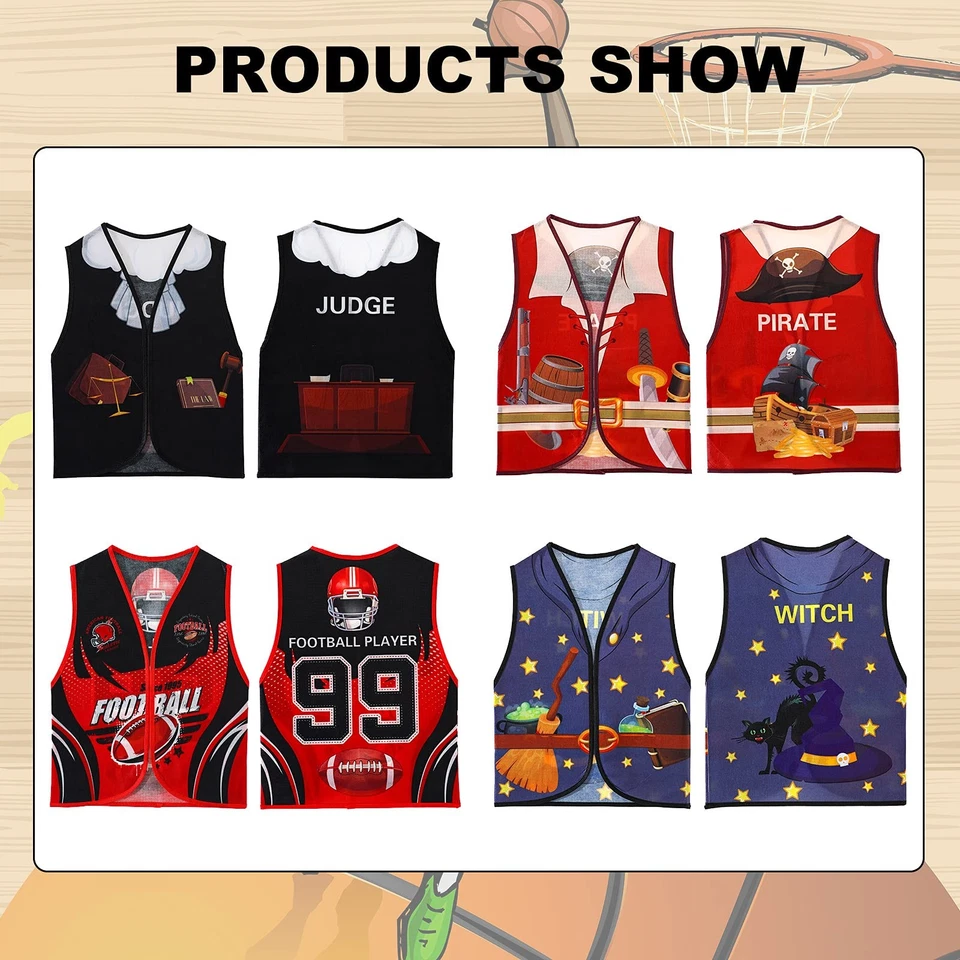 10 Pcs Chaleco de vestir para niños Chaleco de juego de roles para niños Disfraz de carrera para relaciones públicas dramáticas Foto 2 de 4