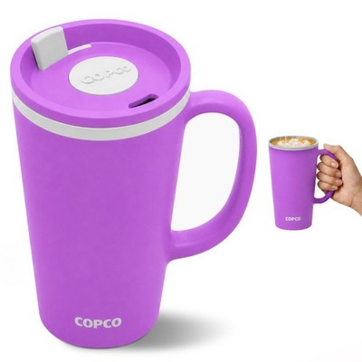 Copco Cone Desk Mug 16 Oz -Double Wall Insulated Travel Tumbler (Purple)