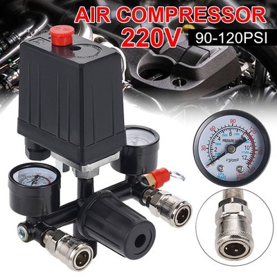 Air Compressor Pressure Control Switch Valve Manifold Regulator w/ Gauges Relief