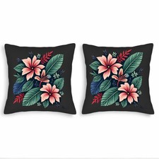 Set of 2 18x18in Throw Pillow Covers - Vibrant Floral Design with Pink Flowers