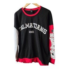 Disney 90s Vintage 101 Dalmatians Embroidered Black Crewneck Sweatshirt Large