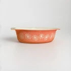 Vintage Pyrex Pink Daisy 045 2.5 Qt Oval Casserole Dish Milk Glass 1956 USA