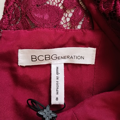 BCBGeneration Garnet Maroon Lace Mini Dress Ruffle sleeves Size 8 NWT Graduation - Picture 8 of 13