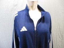 Adidas Size L Mens Blue Full Zip Stand Collar Slim Fit Activewear Jacket 582
