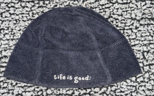 Life is Good Blue Sherpa Fleece Beanie Hat Mens Womens Embroidered Winter Soft