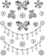 Rhinestone Bling Shoe Charms Designer Jewelry Accessories for Women silver