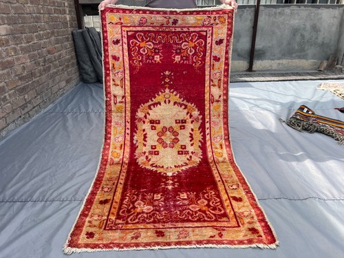 3.1x5.8 ft Antique Turkish Rare Rug – Hand Knotted Distressed Low Pile Carpet