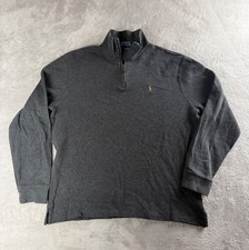 Polo Ralph Lauren Estate Rib Quarter-Zip Pullover Pony Dark Gray Mens L
