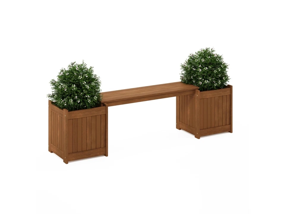 Jardinera exterior Furinno Tioman rojo oscuro madera Meranti con acabado al aceite Foto 4 de 4