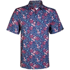 Tattoo Guns & Roses Cool-Stretch Men's Golf Shirt (Multicolor) - Price Slashed!