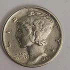 1943-S  mercury dime US Actual Coin full date, words, rim and ax handle WWII Era
