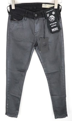 DIESEL Slandy-Zip 069GF Damen Jeans W26/L32 Super Skinny Mid-Rise Beschichtet