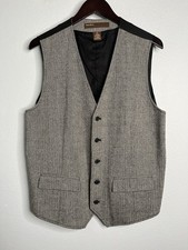 Perry Ellis Mens GrayWool Blend Herringbone Suit Vest Waistcoat XL