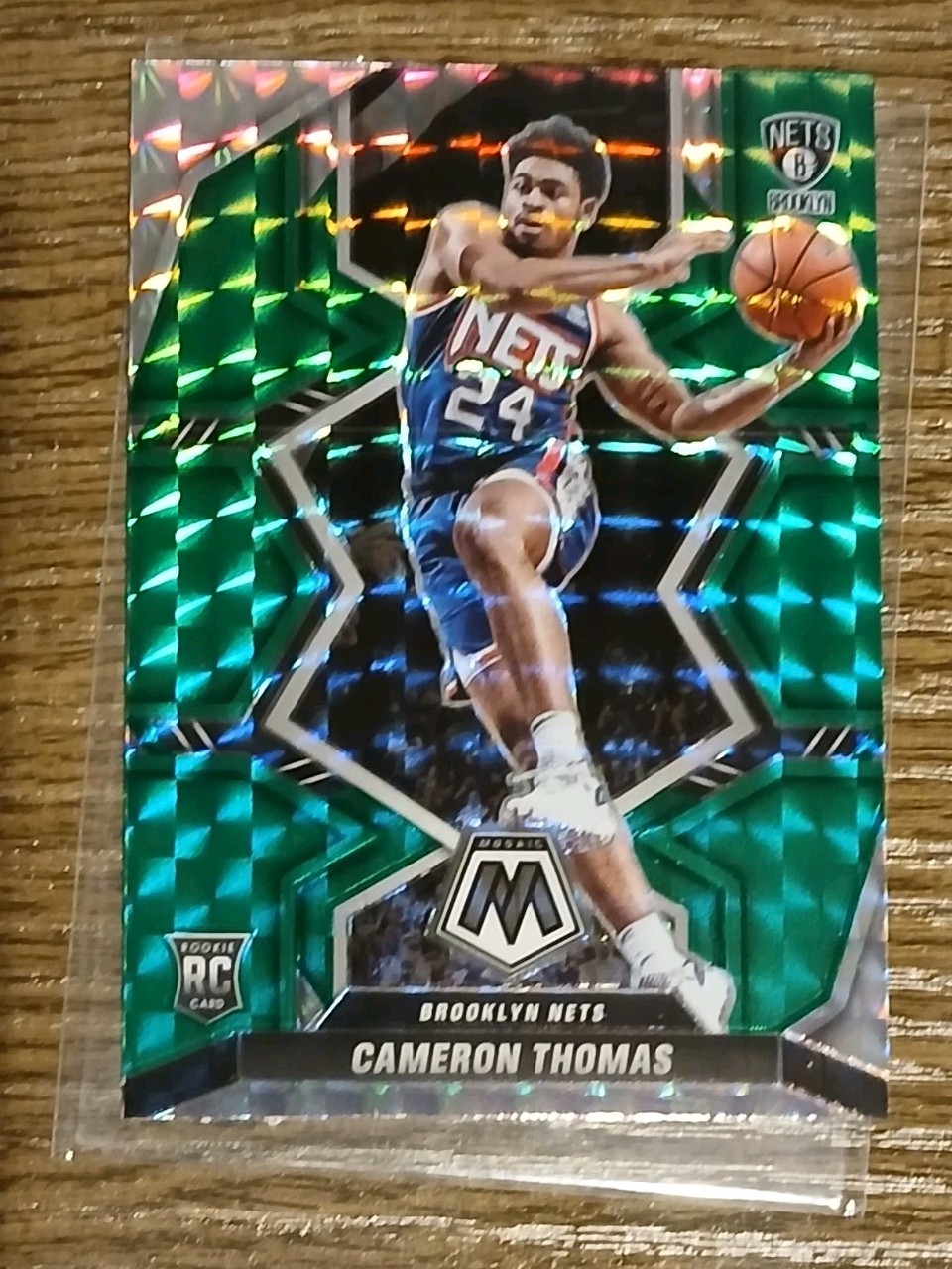 2021-22 Panini Mosaic Cameron Thomas RC Green Prizm #215 Brooklyn Nets Rookie