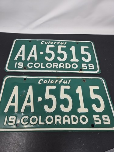 1959 Colorful COLORADO CO LICENSE PLATE Pair!