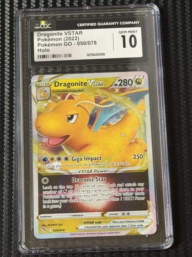 CGC 10 - GEM MINT - Dragonite VSTAR 050/078 Pokémon GO Holo