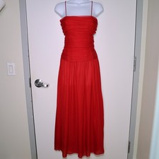 VALENTINO Boutique 70's Red 100% Silk Chiffon Maxi Tie-Back Dress Womens 6, US 0