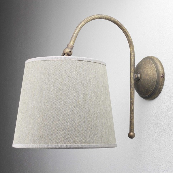 Edle Wandleuchte Innen Gestell Aus Messing Antik Stoffschirm Wandlampe Innen-image
