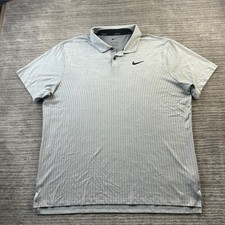Nike Polo Shirt Mens Extra Large Gray Vapor Dri Fit ADV Golf Striped